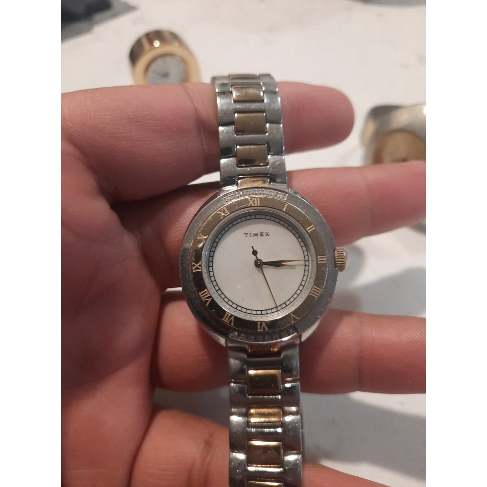 TIMEX Women's Watch DIAMOND COLLECTION Gold Tone Mother Of Pearl Diamond Accent